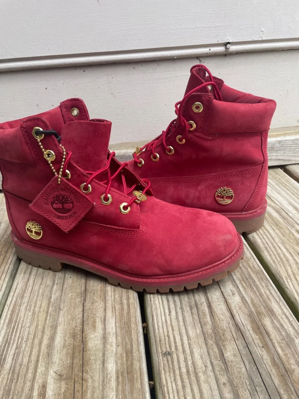 Timberland Premium 6” Red Nubuck Waterproof Boots Men’s Size 7